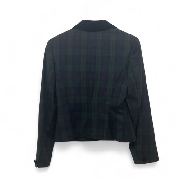 Vintage Laura Ashley Wool Plaid Skirt Suit Women’s 4 Navy Green Heritage Luxury - Picture 4 of 16